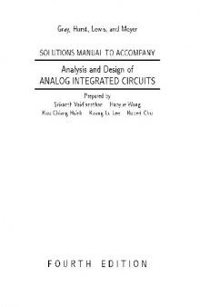 Analysis and Design of Analog Integrated Circuits. Solutions