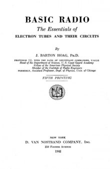 Basic radio;: The essentials of electron tubes and their circuits,