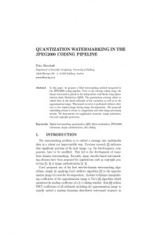 Quantization watermarking in the JPEG2000 coding pipeline