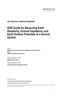 IEEE Guide for Measuring Earth Resistivity, Ground Impedance, and Earth Surface Potentials of a Ground System