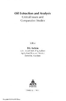 Oil extraction and analysis: critical issues and comparative studies