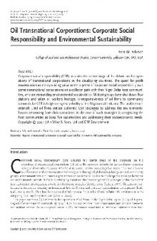 Oil Transnational Crops-CSR and Env