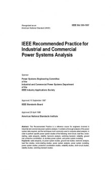 IEEE Std 399-1997, IEEE Recommended Practice for Industrial and Commercial Power Systems Analysis (The IEEE Brown Book)
