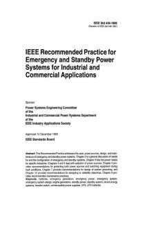 IEEE Std 446-1995, IEEE Recommended Practice for Emergency and Standby Power Systems for Industrial and Commerical Applications (The IEEE Orange Book)