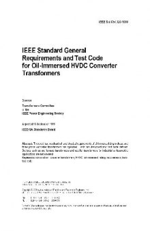 Ieee Std c57.129-1999 (Ieee Standard General Requirements And Test Code For Oil-Immersed Hvdc Converter Transformers)