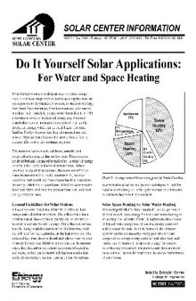 Do It Yourself Solar Applications: For Water and Space Heating