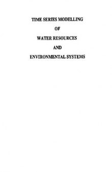 Time Series Modelling of Water Resources and Environmental Systems