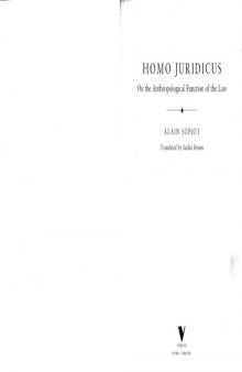 Homo Juridicus: On the Anthropological Function of the Law