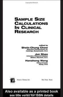 Sample Size Calculations in Clinical Research (Biostatistics, 11)