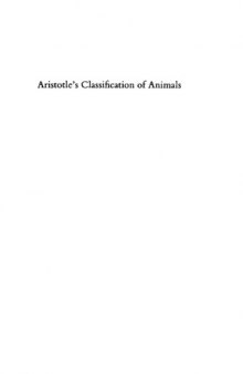 Aristotle's Classification of Animals: Biology and Conceptual Unity of the Aristotelian Corpus