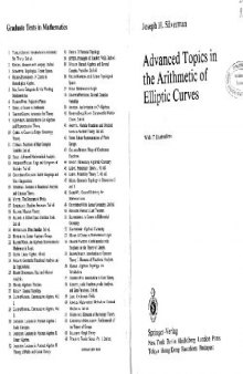 Advanced topics in the arithmetic of elliptic curves