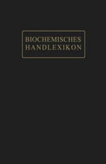 Biochemisches Handlexikon: XII. Band (5. Erganzungsband)