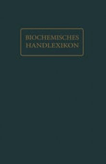 Biochemisches Handlexikon: XIV. Band (7. Erganzungsband)
