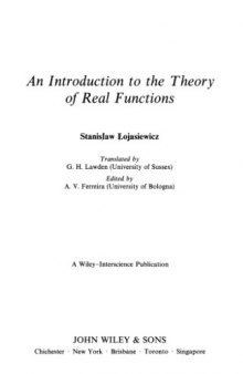 An Introduction to the Theory of Real Functions