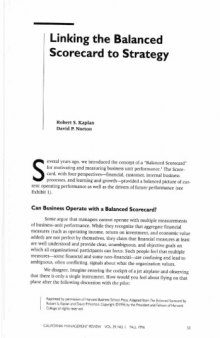 Linking The Balanced Scorecard to Strategy - California Management Review 1996 volume 39 issue 1