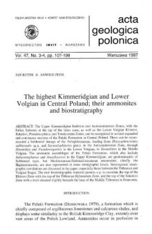 The highest Kimmeridgian and Lower Volgian in Central Poland; their ammonites and biostratigraphy