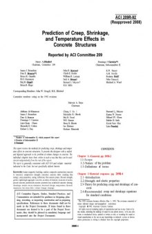 ACI 209R-92: Prediction of Creep, Shrinkage, and Temperature Effects in Concrete Structures (Reapproved 2008)