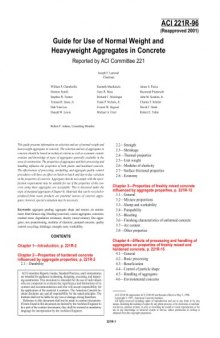 ACI 221R-96: Guide for Use of Normal Weight and Heavyweight Aggregates in Concrete (Reapproved 2001)