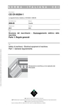 EN 60204-1- Safety of machinery - Electrical equipment of machines - General requirements
