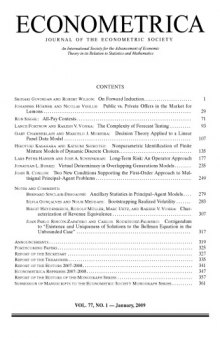 Econometrica 2009 Vol.77 N° 1