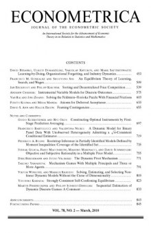 Econometrica 2010 Vol.78 No.2