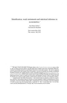 Identification weak instruments and statistical inference in econometrics