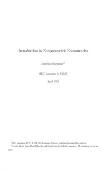 Introduction to nonparametric econometrics
