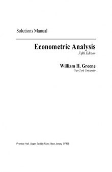 Solution Manual to Econometric Analysis (5° Edition)