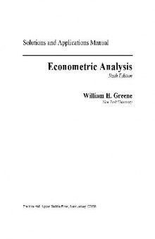 Solutions Manual Econometric Analysis