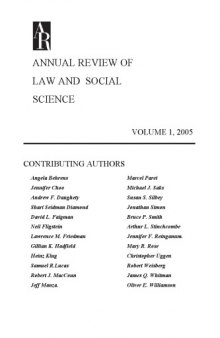 Annual Review of Law and Social Science, Vol. 1, 2005