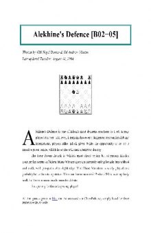 Alekhine's Defence B02-05