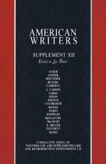 American Writers: Supplement XII