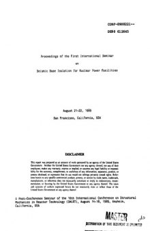 1989_Proceedings of the First International Seminar on Seismic base isolation for NPF