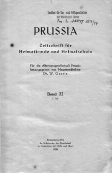 Beiträge zur Sinnbildforschung. Prussia. Bd. 32. 1938, H. 1
