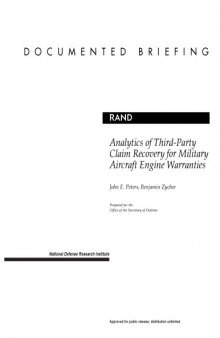 Analytics of Third-Party Claim Recovery for Military Aircraft Engine