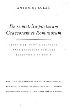 De re metrica poetarum Graecorum et Romanorum