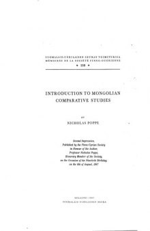 Introduction to Mongolian comparative studies