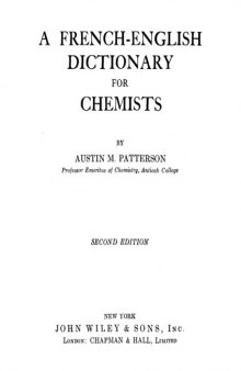 A French-English Dictionary For Chemists