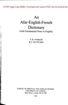 An Afar-English-French dictionary