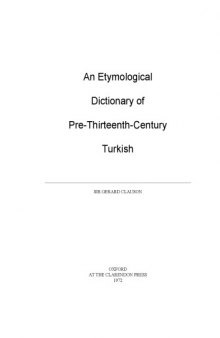 An Etymological Dictionary of Pre-13th Century Turkish