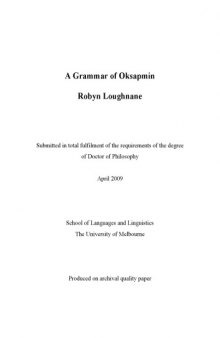 A Grammar of Oksapmin [PhD thesis]
