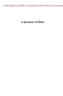 A Grammar of Sheko (Omotic)