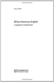 African American English: A Linguistic Introduction