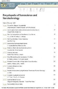 Encyclopedia of Nanoscience and Nanotechnology