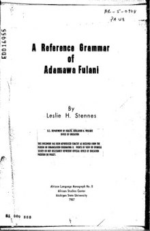 A reference grammar of Adamawa Fulani