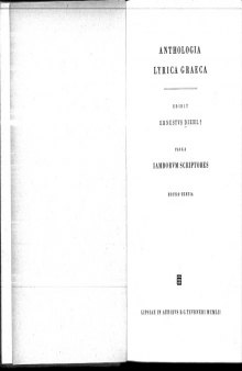 Anthologia Lyrica Graeca Fasc. 3 Iamborum Scriptores