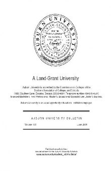 AUBURNUNI VERSITY BULLETIN. Volume 100. June 2005 A Land-Grant University