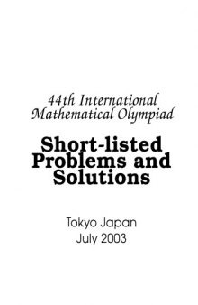 44th International Mathematical Olympiad: Short-listed problems and solutions