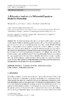 A Bifurcation Analysis of a Differential Equations Model for Mutualism
