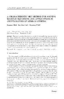 A characteristic set method for solving boolean equations and applications in cryptanalysis of stream ciphers*